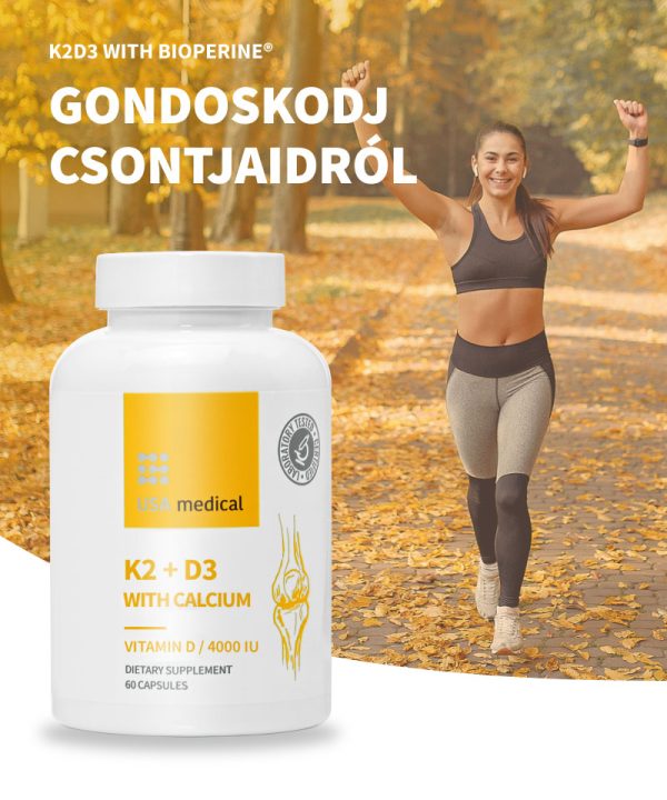 K2+D3 kapszula C-vitaminnal és Bioperine® feketebors kivonattal 60 db